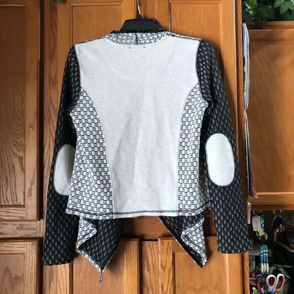 Anthropologie Philosophy Draped Open Woven Cardigan Elbow Patches - S - Picture 11 of 13